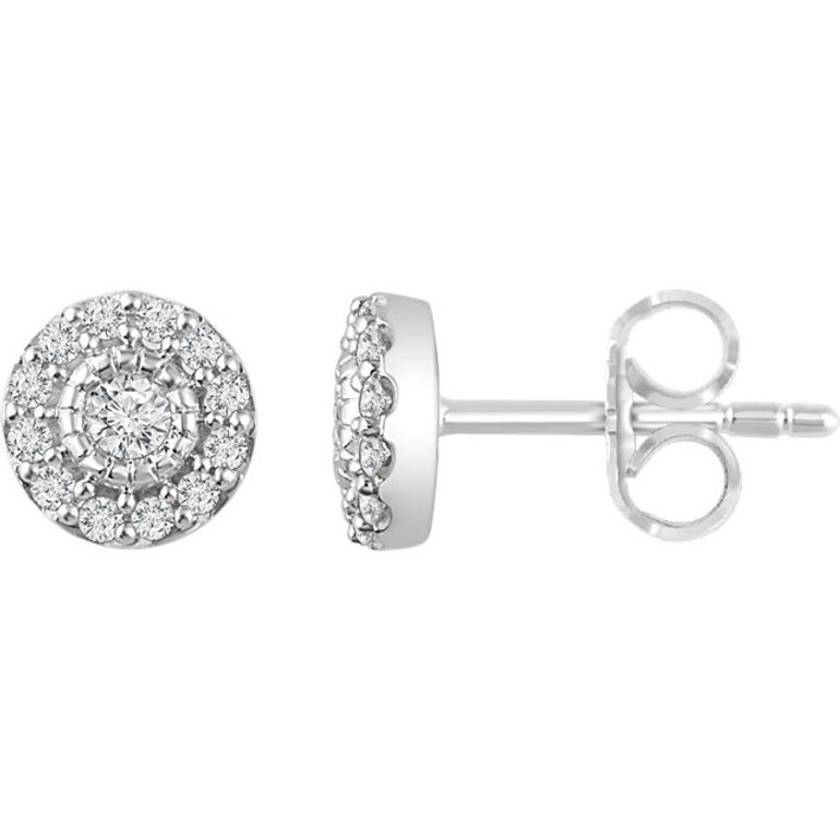 Milgrain Halo Round Cut Diamond Stud Earrings 0.40ct.tw