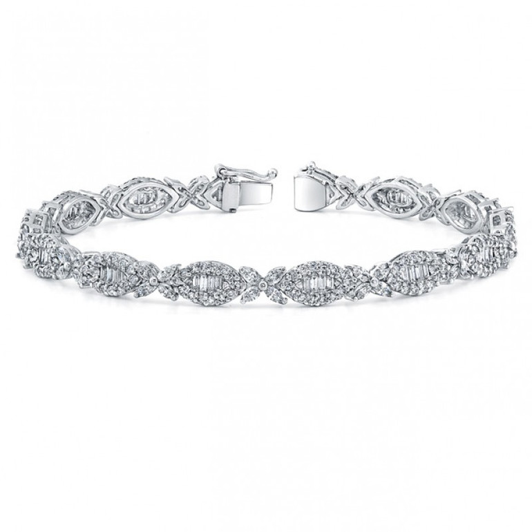 5ctw Marquise Design Round And Baguette Diamond Bracelet