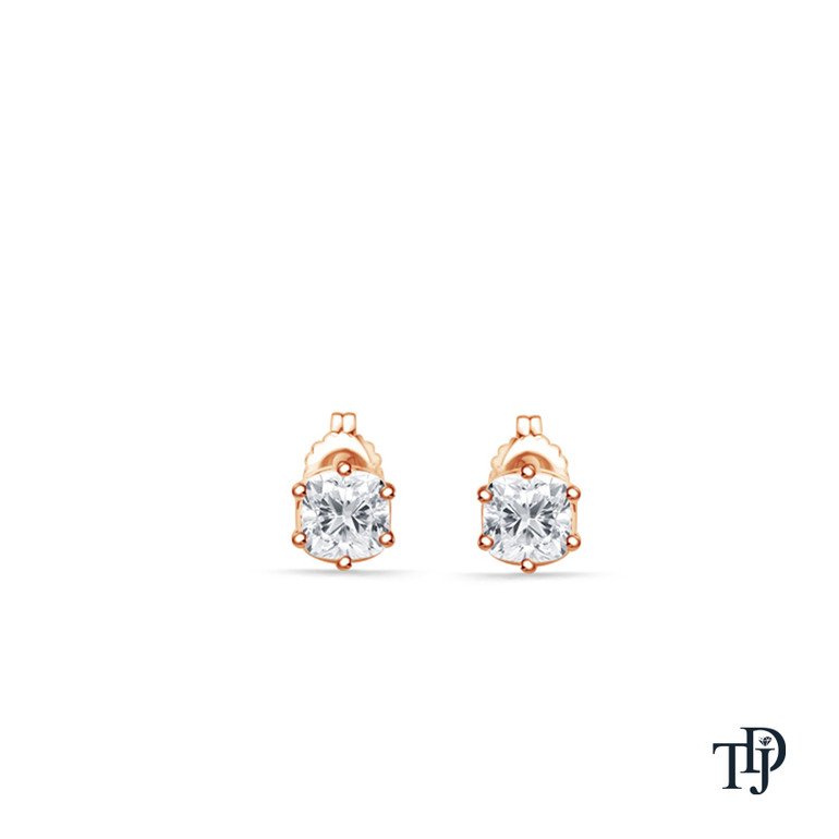 Six Prong Cushion Cut Diamond Stud Earrings