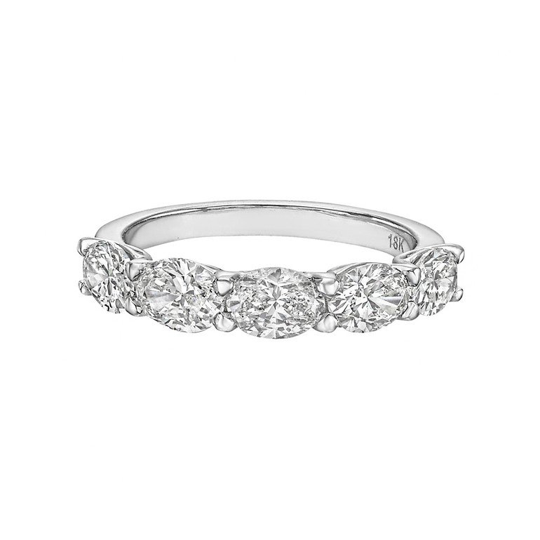 5 Stone Oval Diamond Wedding Band