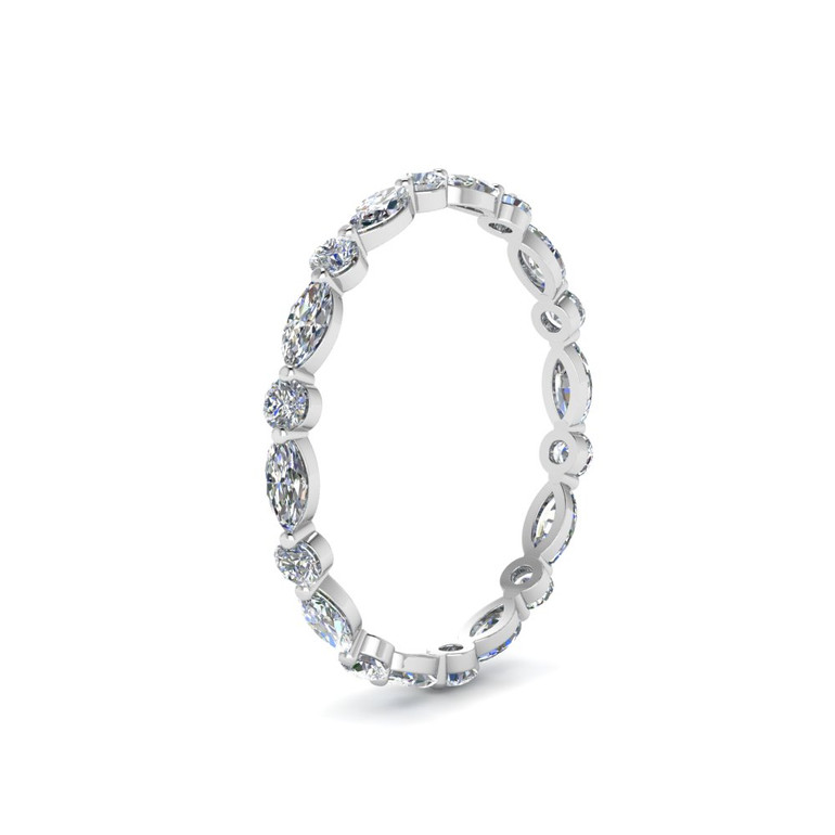 Alternate Set Marquise and Round Diamond Full Eternity Band Side