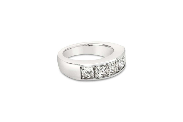 Invisible Set 5 Stone Princess Cut Diamond Band Side View