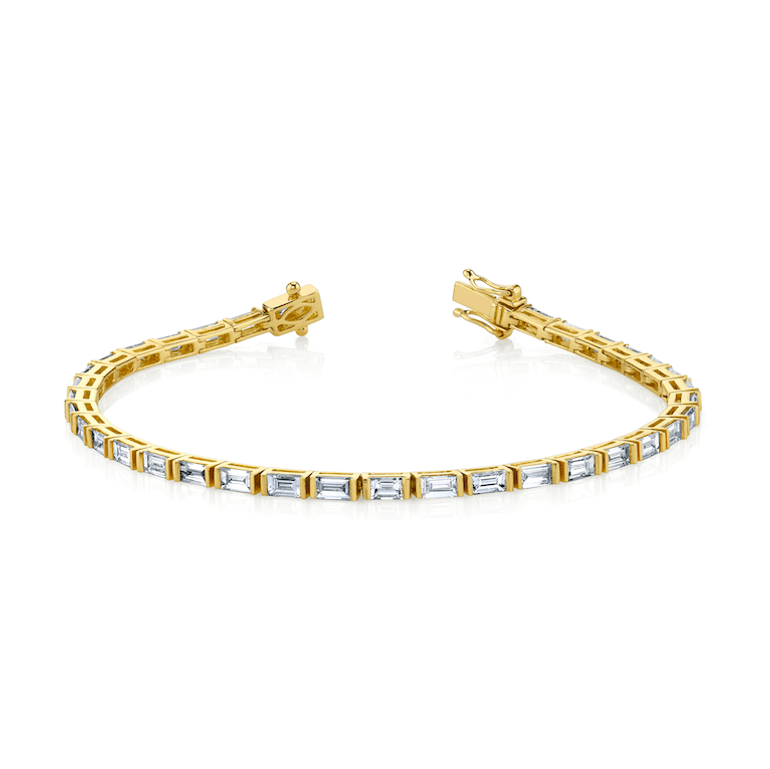 Bar Set Baguette Tennis Bracelet yellow gold