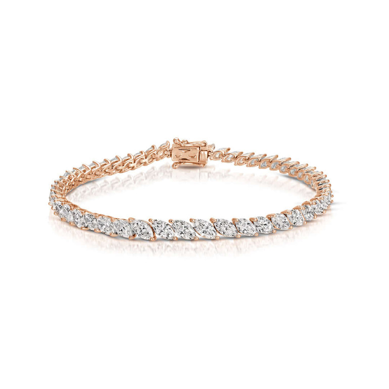 Leaning Style Marquise Diamond Tennis Bracelet Rose Gold