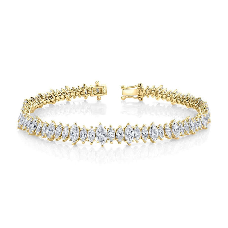 North South Set Mismatch size Marquise diamond bracelet Yellow gold