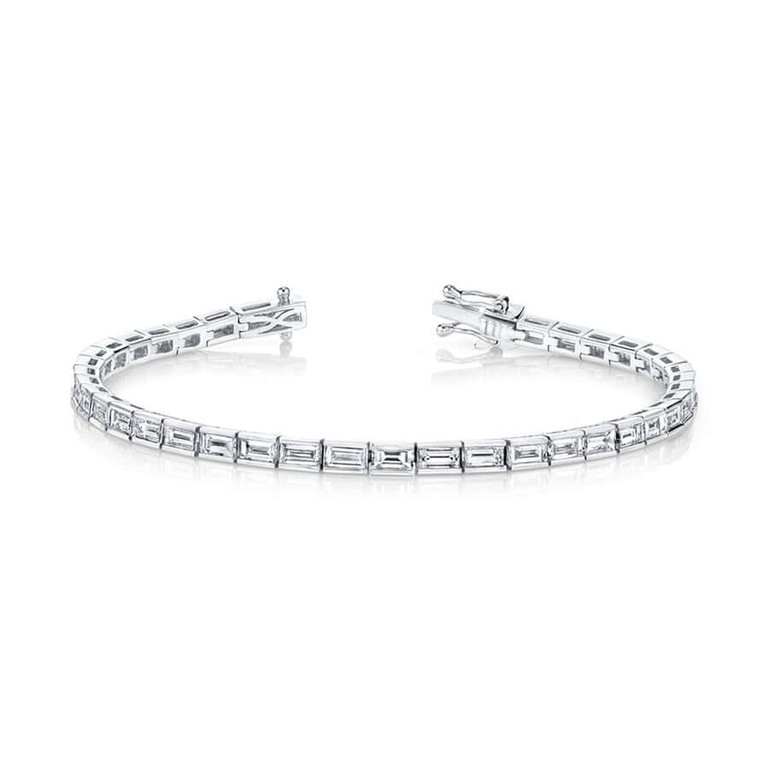 Channel Set Baguette Diamond Tennis Bracelet White Gold