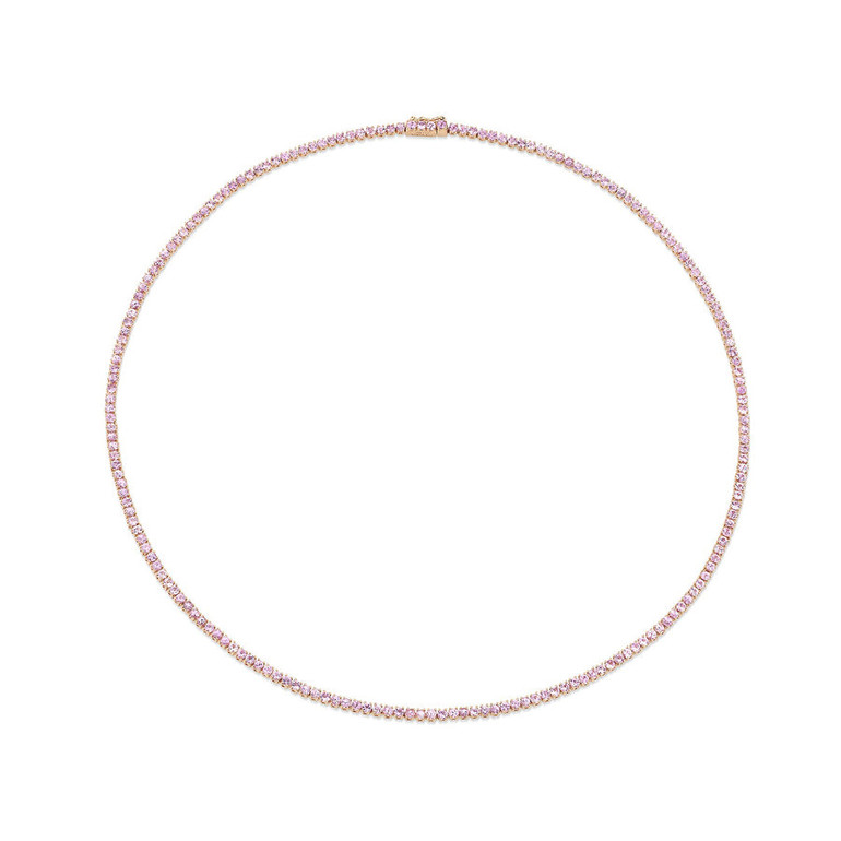 CLASSIC 4 PRONG PINK SAPPHIRE TENNIS NECKLACE