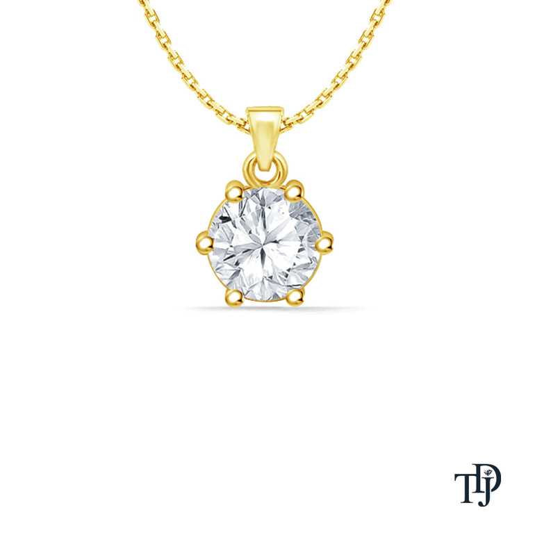 Six Prong Single Bail Solitaire Cushion Diamond Pendant Necklace