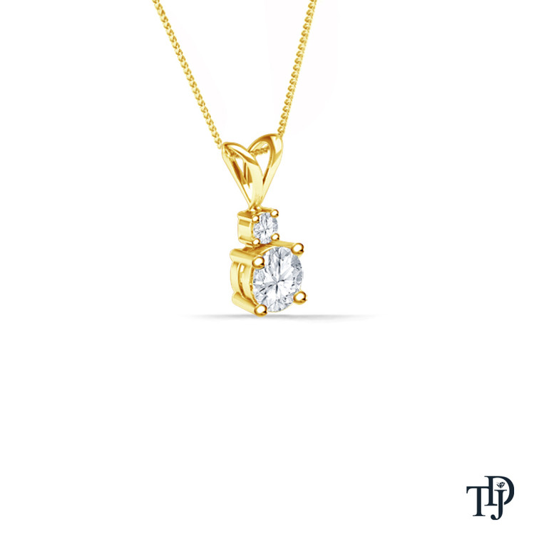 Solitaire Round Diamond Dangle Pendant Necklace