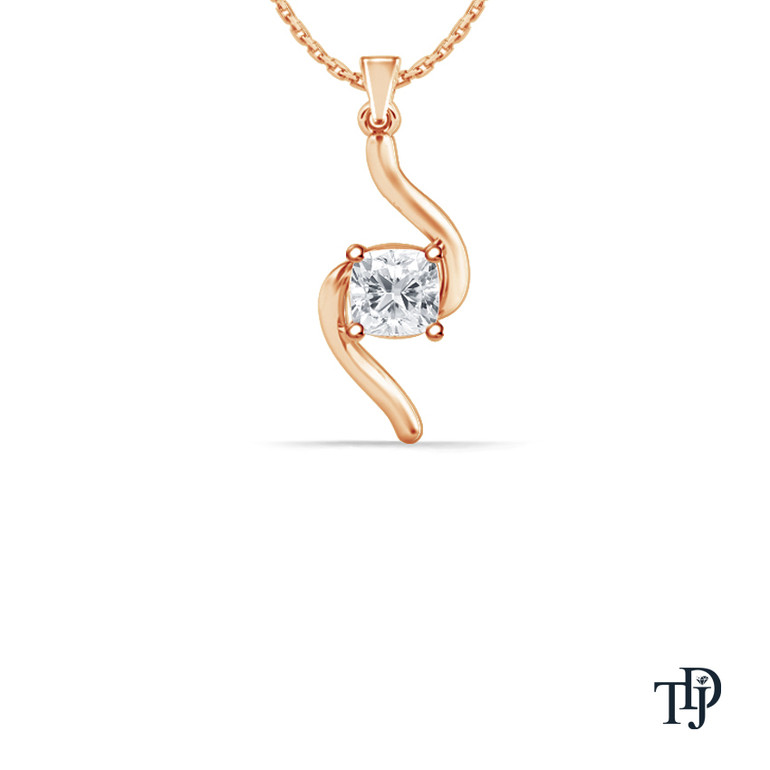 Spiral Shaped Solitaire Round Diamond Pendant Necklace