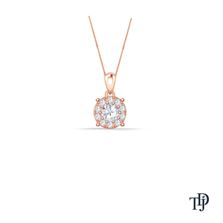 Single Halo Style Round Diamond Solitaire Pendant Necklace