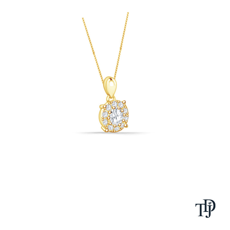 Single Halo Style Round Diamond Solitaire Pendant Necklace