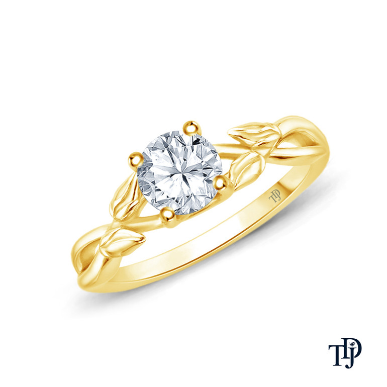 14K Yellow Gold A Vine Inspired Marquise and Round Bud Diamond Engagement Ring Semi Mount Top View