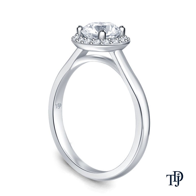 14K White Gold Flower Inspired Halo Accents Engagement Ring Semi Mount Side View