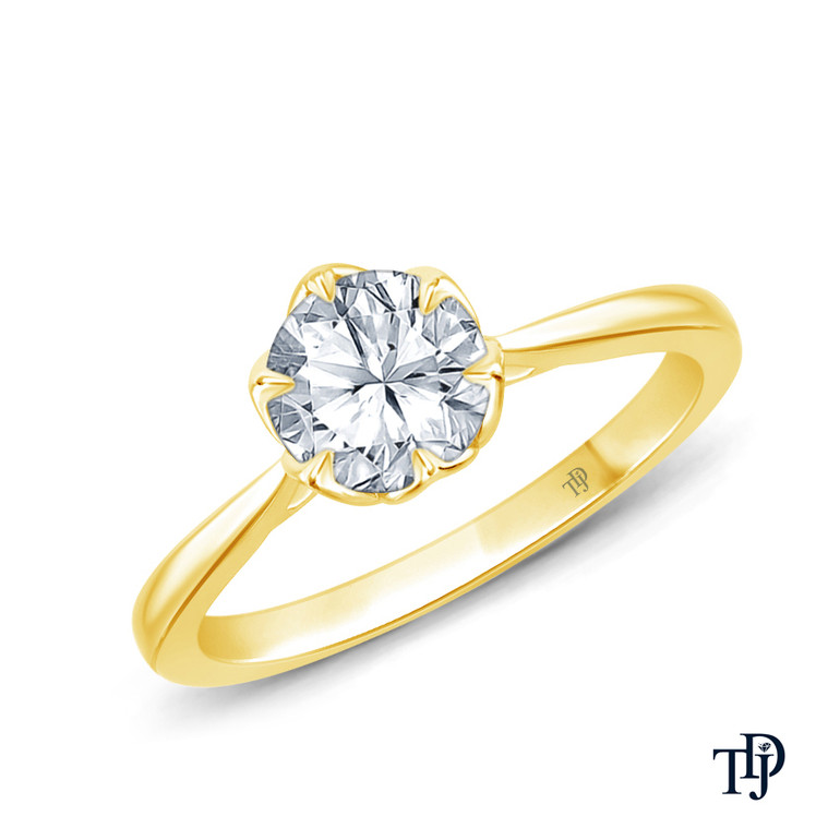 14K Yellow Gold Tapered Style Baguette Side Stones Engagement Ring Semi Mount Top View