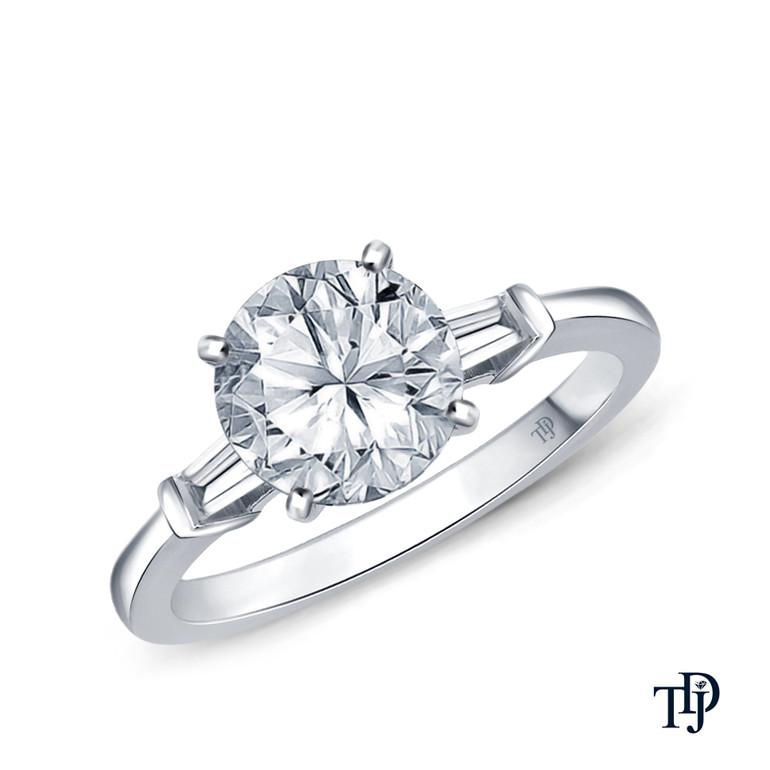 14K White Gold Tapered Style Baguette Side Stones Engagement Ring Semi Mount Top View