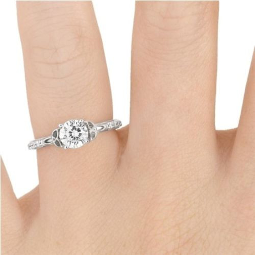 14K White Gold Love Knot With Side Accents Ring Semi Mount Finger View