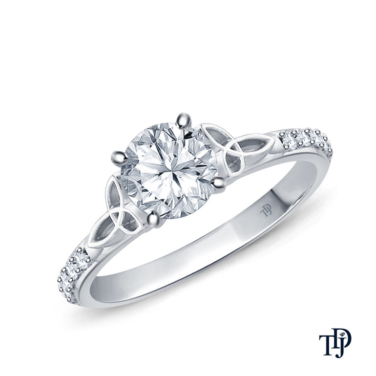 14K White Gold Love Knot With Side Accents Ring Semi Mount Top View