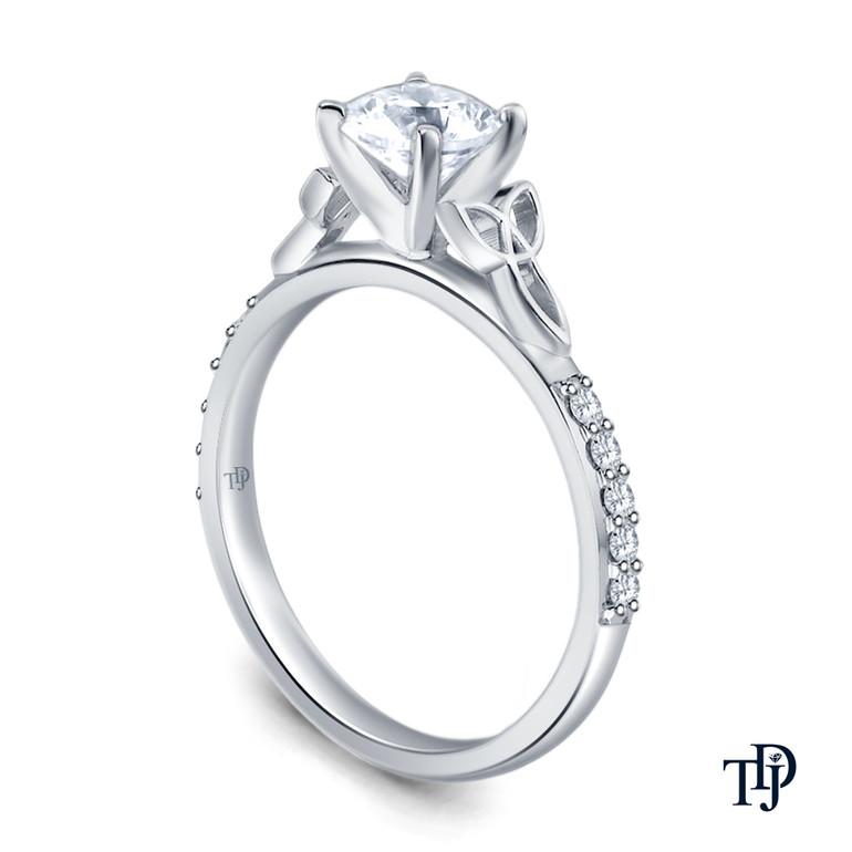 14K White Gold Love Knot With Side Accents Ring Semi Mount Side View