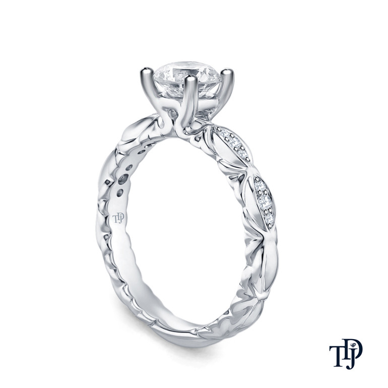 14K White Gold Unique Marquise Design Engagement Ring Semi Mount Side View