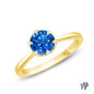 14K Yellow Gold Solitaire Ring Claw Prong Flower Petal Basket Design Blue Sapphire Top View