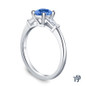 14K White Gold Tapered Style Baguette Side Stones Engagement Ring Blue Sapphire Side View