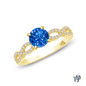 14K Yellow Gold A Twisted Spirals With Accents Setting Blue Sapphire Top View