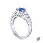 14K White Gold Scroll Filigree Accent Diamond Engagement Ring Blue Sapphire Side View