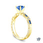 14K Yellow Gold Baguette Sapphire and Round Diamond Accents Ring Blue Sapphire Side View