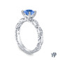 14K White Gold Unique Marquise Design Engagement Ring Blue Sapphire Side View