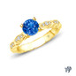 14K Yellow  Gold Unique Marquise Design Engagement Ring Blue Sapphire Top View