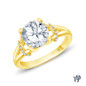 Dual Pave Bar Side Diamond Engagement Ring Semi Mount in 14k Yellow Gold Top View