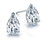 Three Prong Classic Pear Cut Diamond Stud Earrings 14k White Gold