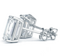 Four Prong Classic Emerald Cut Diamond Stud Earrings in 14k White Gold