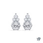 Six Prong Cushion Cut Center and Trio Set Diamond Dangle Earring 14k White Gold