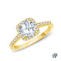 Yellow  Gold Square Halo Diamond Engagement Ring with Center Diamond Top View