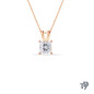 Four Prong V Bail Solitaire Princess Diamond Pendant Necklace