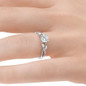 White Gold Vine and Leaves Style Marquise Bud Diamond Engagement Ring with Center Diamond Finger View