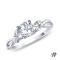 White Gold Vine and Leaves Style Marquise Bud Diamond Engagement Ring with Center Diamond Top View