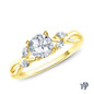 Yellow  Gold Vine and Leaves Style Marquise Bud Diamond Engagement Ring with Center Diamond Top View