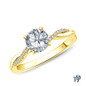 Yellow Gold Twisted Vine Diamond Engagement Ring with Center Diamond Top View