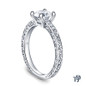 White Gold Antique Scroll Engraving Engagement Ring with Center Diamond Side View