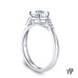 Delicate Tapered Pave Set Engagement Ring with Center Stone Mount Side View White Gold