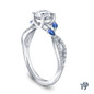 A Nature Inspired Leaves Marquise Blue Sapphire & Round Diamond Ring with Center Diamond Side View White Gold 