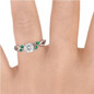 Marquise Green Emerald Accents - Leaves and Vine Style Engagement Ring with Center Diamond Finger  View Yellow Gold