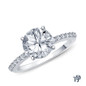 Half Way Accents Diamond Engagement Ring with Center Diamond Top View White Gold
