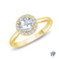 Yellow  Gold Flower Inspired Halo Accents Engagement Ring with Center Diamond Top View