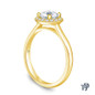 Yellow Gold Flower Inspired Halo Accents Engagement Ring with Center Diamond Side View