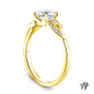 Yellow Gold Leaves Inspired Accent Diamond Engagement Ring with Center Diamond Side View