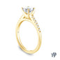 Yellow Gold Cathedral Pave Diamond Engagement Ring with Center Diamond Top View